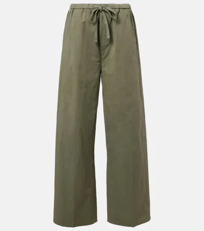 Citizen Of Humanity Aurora Cotton And Linen Wide-leg Pants In Green