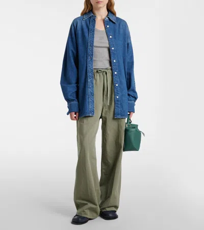 Citizen Of Humanity Aurora Cotton And Linen Wide-leg Pants In Green