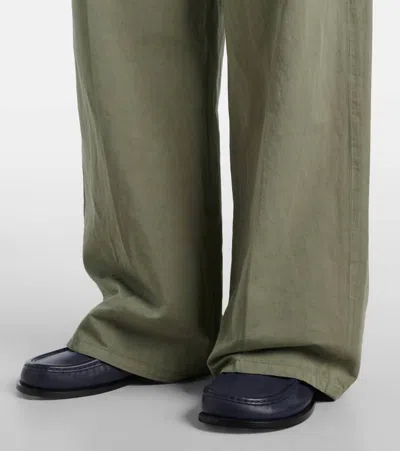 Citizen Of Humanity Aurora Cotton And Linen Wide-leg Pants In Green
