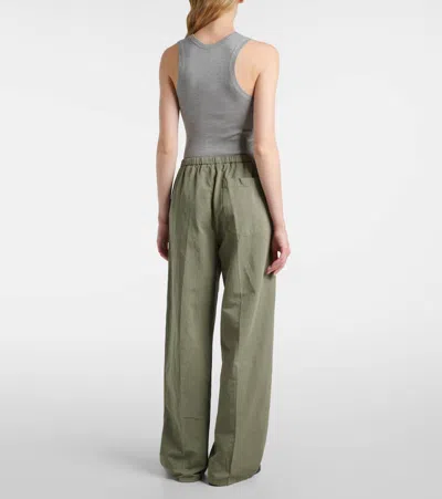 Citizen Of Humanity Aurora Cotton And Linen Wide-leg Pants In Green