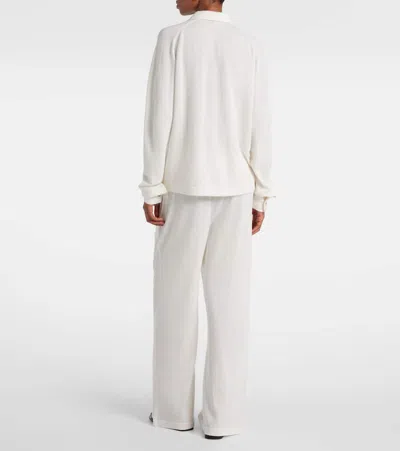 Totême Straight-collar Cashmere Shirt In White