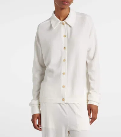 Totême Straight-collar Cashmere Shirt In White