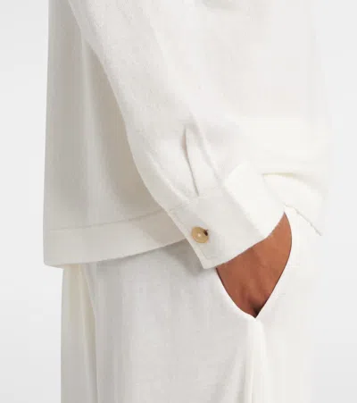 Totême Straight-collar Cashmere Shirt In White