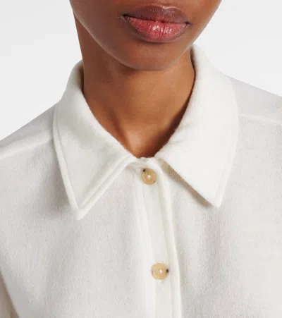 Totême Straight-collar Cashmere Shirt In White