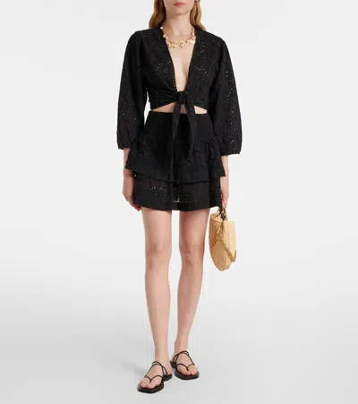 Melissa Odabash Pia Cotton Lace Top In Black