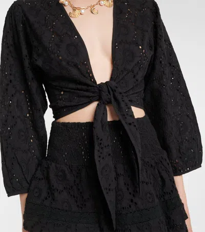 Melissa Odabash Pia Cotton Lace Top In Black