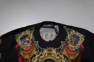 Dolce & Gabbana Black Heraldic Dg Silk Round Neck Pullover Sweater