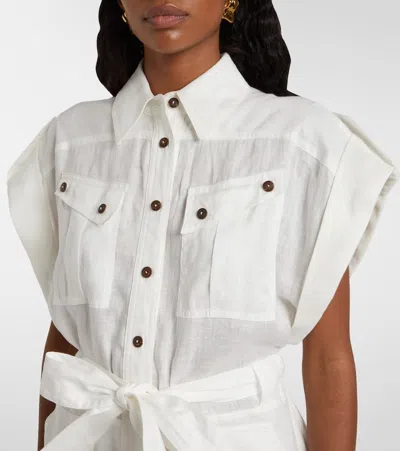Zimmermann Rhiannon Cuffed Linen Playsuit In White
