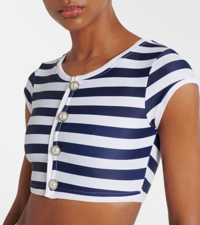 Same Grace Striped Bikini Top In Blue