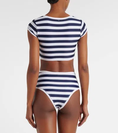 Same Grace Striped Bikini Top In Blue