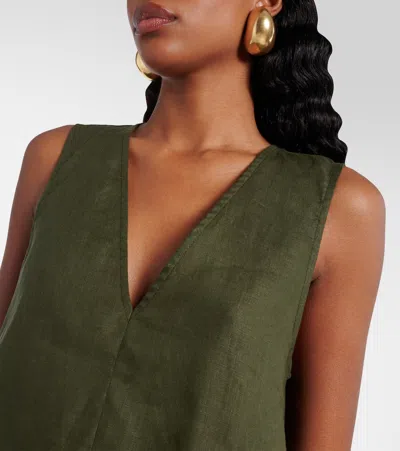 Asceno Manta Linen Top In Green