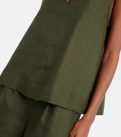 Asceno Manta Linen Top In Green