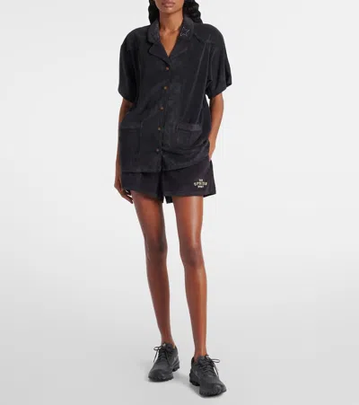 The Upside Saddle Up Ziggy Logo Terry Shorts In Black