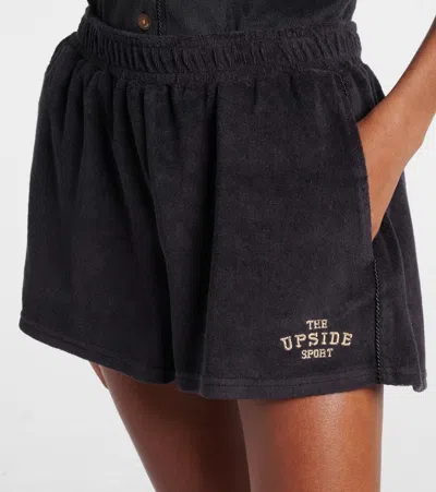 The Upside Saddle Up Ziggy Logo Terry Shorts In Black