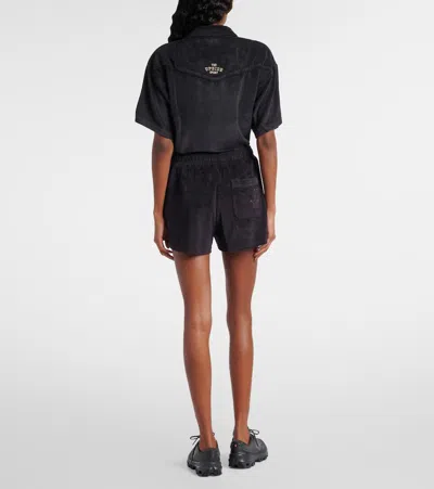 The Upside Saddle Up Ziggy Logo Terry Shorts In Black