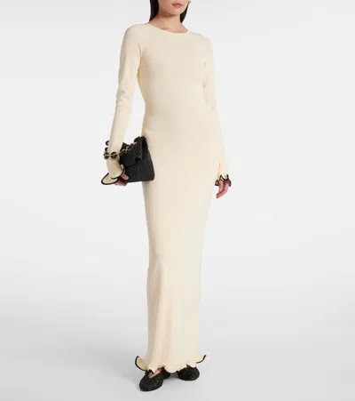 Same Knitted Ruffled Maxi Dress In White