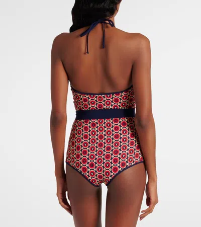 Valentino Printed Belted Swimsuit In Pink