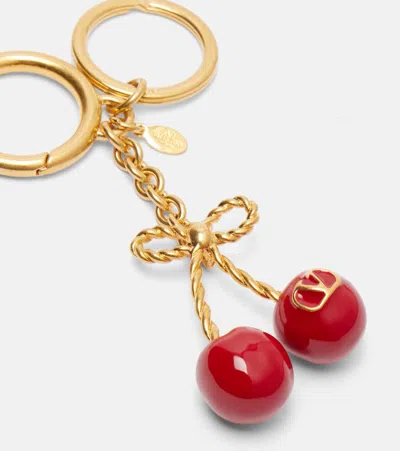 Valentino Garavani Chez Valentino Vlogo Key Chain Bag Charm In Gold