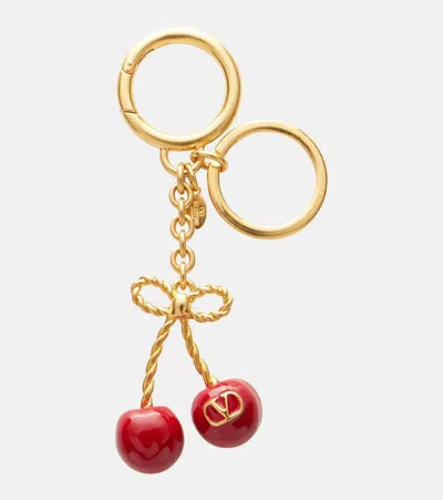 Valentino Garavani Chez Valentino Vlogo Key Chain Bag Charm In Gold