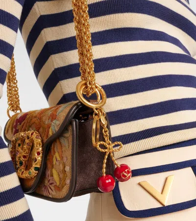 Valentino Garavani Chez Valentino Vlogo Key Chain Bag Charm In Gold