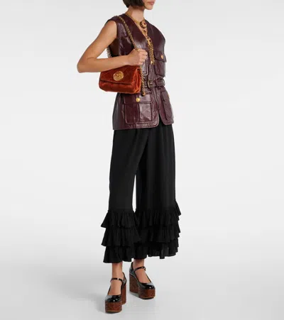 Chloé Wide Leg Trousers Ruffled Hem In Black