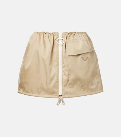 Prada Re-nylon Drawstring Mini Skirt In Neutral