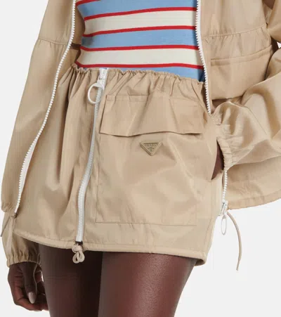 Prada Re-nylon Drawstring Mini Skirt In Neutral