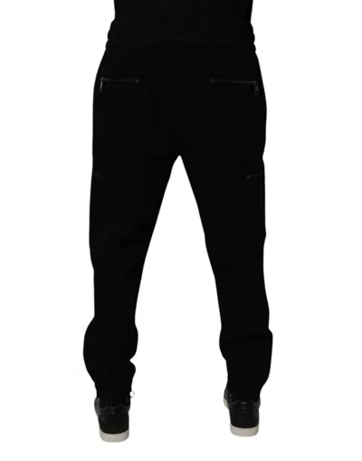 Dolce & Gabbana Black Wool Stretch Jogger Men's Pants In Black