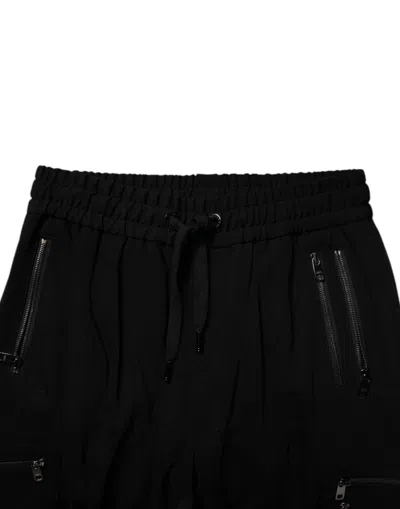 Dolce & Gabbana Black Wool Stretch Jogger Men's Pants In Black
