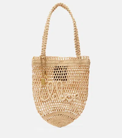 Chloé Chloe Women Raffia Small Summer Banana Shopping Bag In Brown