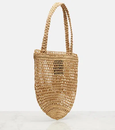 Chloé Chloe Women Raffia Small Summer Banana Shopping Bag In Brown