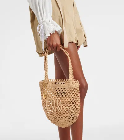 Chloé Chloe Women Raffia Small Summer Banana Shopping Bag In Brown