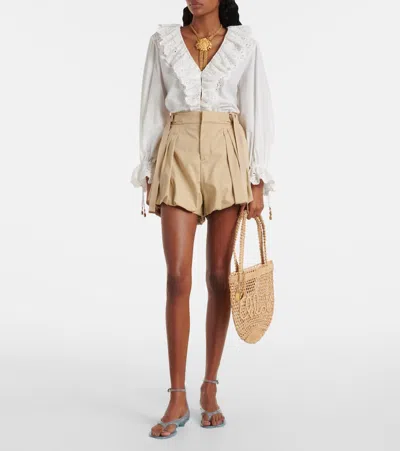 Chloé Chloe Women Raffia Small Summer Banana Shopping Bag In Brown