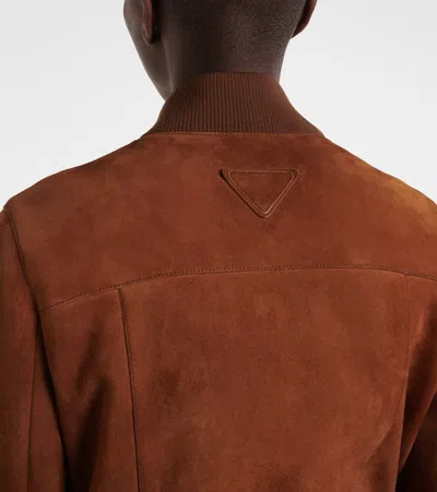 Prada Suede Blouson In Brown