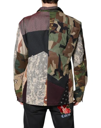 Pre-owned Dolce & Gabbana Multicolor Camouflage Patchwork Coat Men's Blazer ()