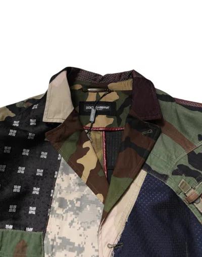 Pre-owned Dolce & Gabbana Multicolor Camouflage Patchwork Coat Men's Blazer ()