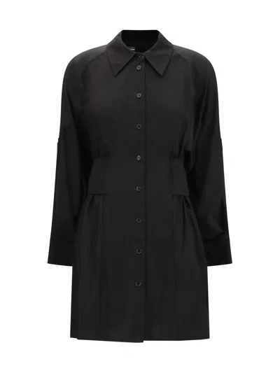 Pinko Short Shirt Dress In Habotai And Cotton