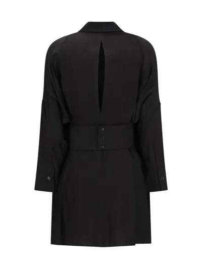 Pinko Short Shirt Dress In Habotai And Cotton