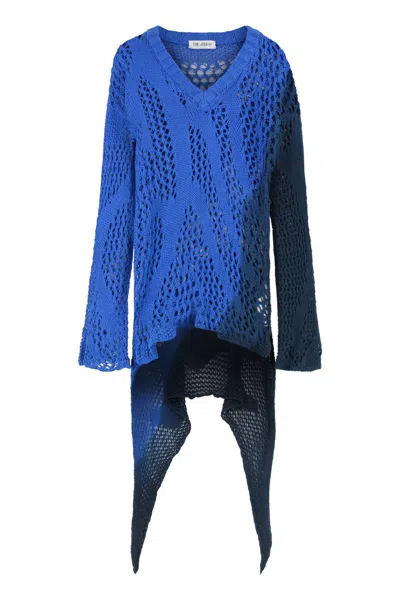 Attico Knit Dress With Asymmetric Hem And Textured Pattern