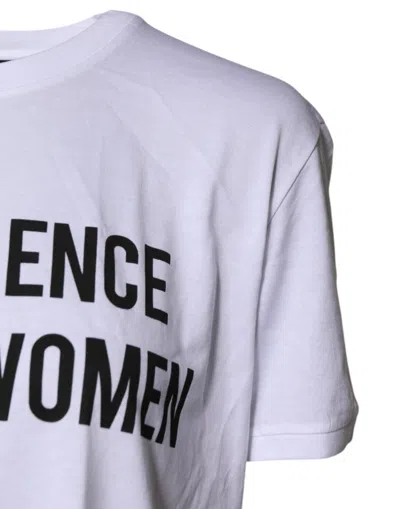 Pre-owned Dolce & Gabbana White Cotton Printed Round Neck Top Women's T-shirt ()