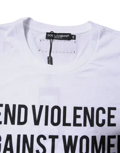 Pre-owned Dolce & Gabbana White Cotton Printed Round Neck Top Women's T-shirt ()