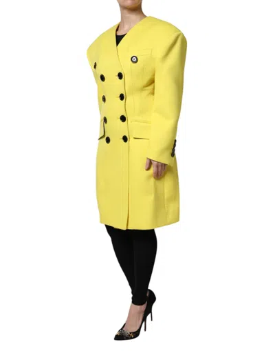 Dolce & Gabbana Yellow Double Breasted Trench Coat Women's Jacket