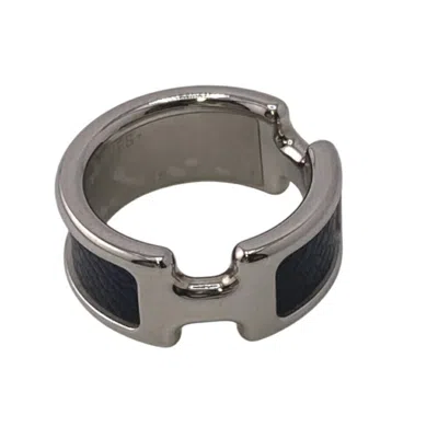 Pre-owned Hermes Leather Metal Band Ring ()