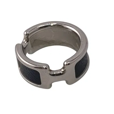 Pre-owned Hermes Leather Metal Band Ring ()