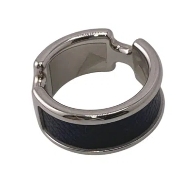 Pre-owned Hermes Leather Metal Band Ring ()