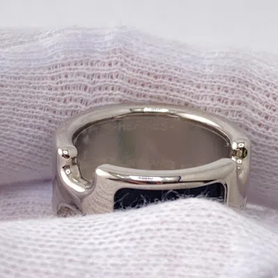 Pre-owned Hermes Leather Metal Band Ring ()