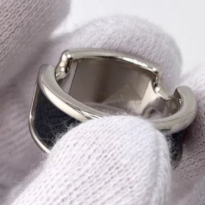 Pre-owned Hermes Leather Metal Band Ring ()