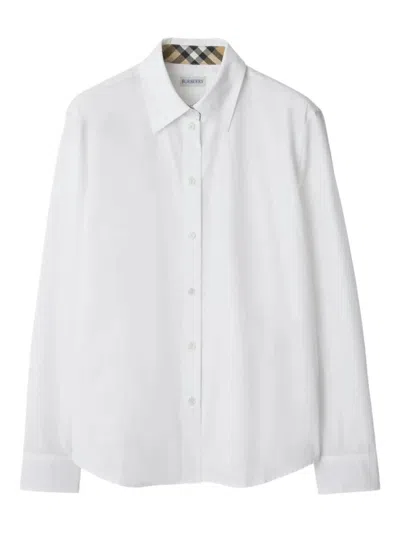 Burberry Cotton Poplin Shirt With Check Pattern Detail
