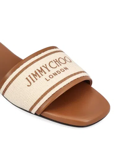 Jimmy Choo Joa Leather Flat Sandals With Round Toe