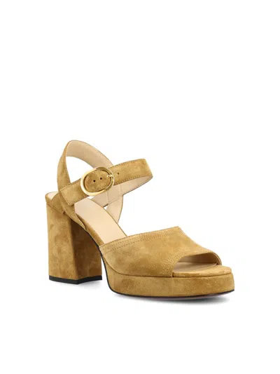Valentino Garavani Fawcette Platform Crust Leather Sandal 100mm Woman Havana Beige 40 In Brown